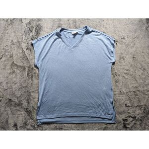 Orvis Cap Sleeve V Neck Shirt Women's Size Small Blue